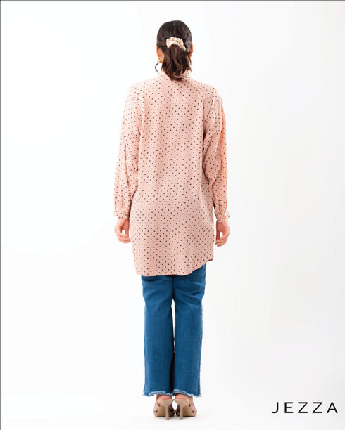 Printed Button-Up Below-Hip Top 62291